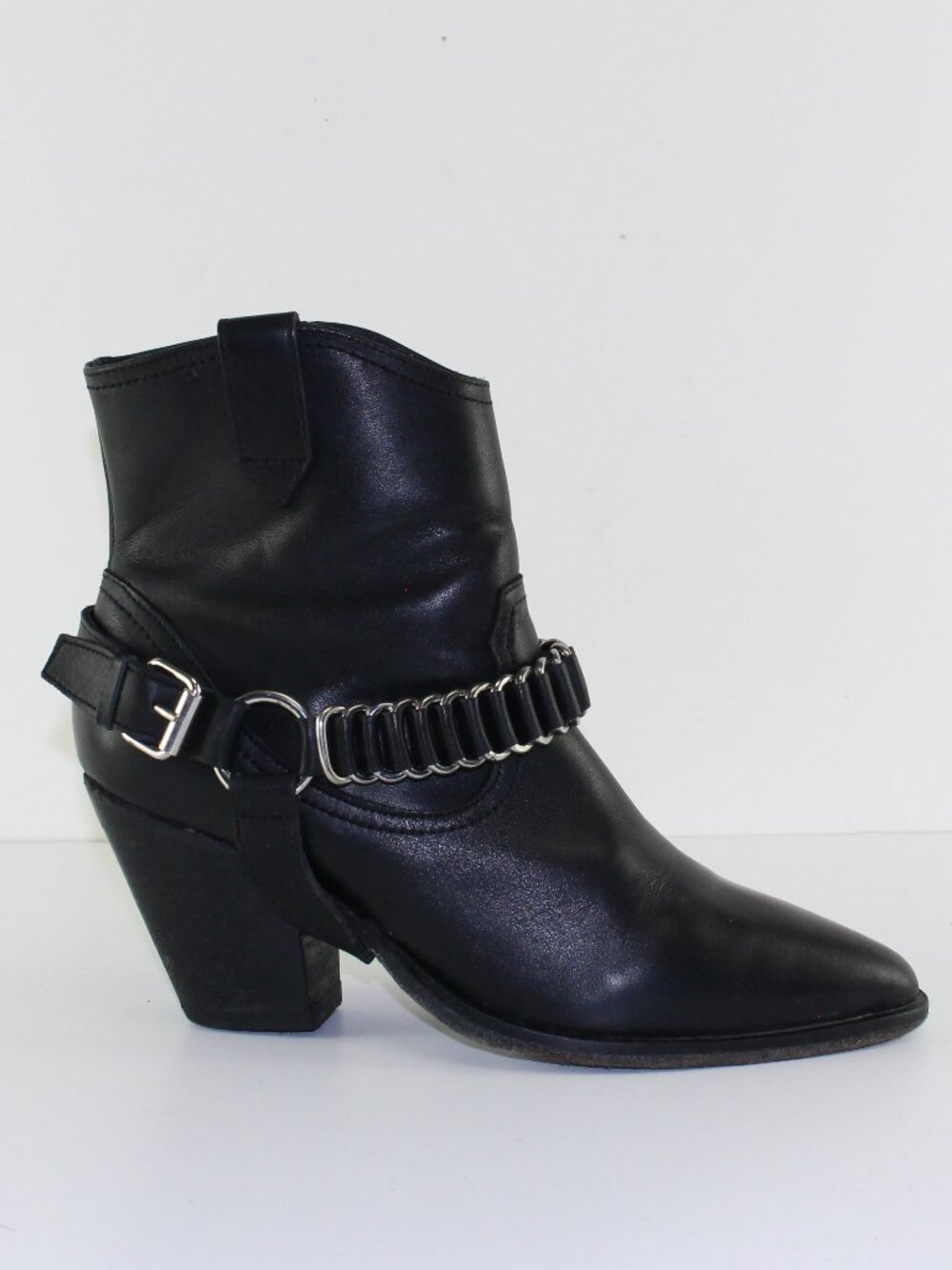 All Saints Black Ankle Boots Chain Link (EU 39 / 8 US)